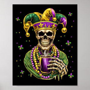 Affiche Mardi Gras Costume sucre crâne Carnaval New Orlean