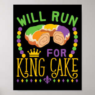 Affiche Mardi Gras Courir Sera En Course Pour King Cake Fu