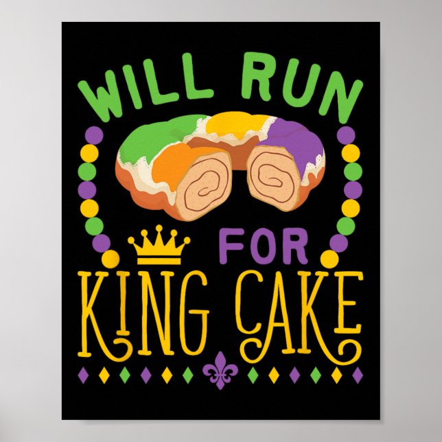 Affiche Mardi Gras Courir Sera En Course Pour King Cake Fu (Devant)
