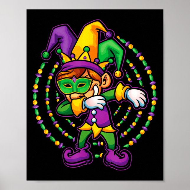 Affiche Mardi Gras Dabbing Boys Kids Gift Funny New Orlean (Devant)