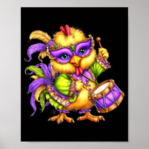 Affiche Mardi Gras de poulet Masque de perle Nola Mignon G