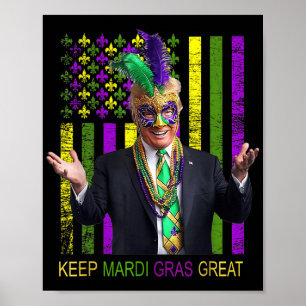 Affiche Mardi Gras Donald Trump Grand à nouveau drapeau am