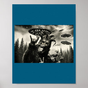 Affiche Mardi Gras drôle de Bigfoot en alien en selfie