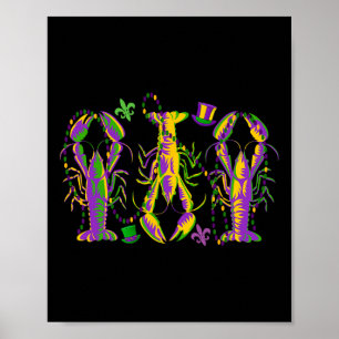 Affiche Mardi Gras écrevisses Joyeux Mardi Gras 2025 assor