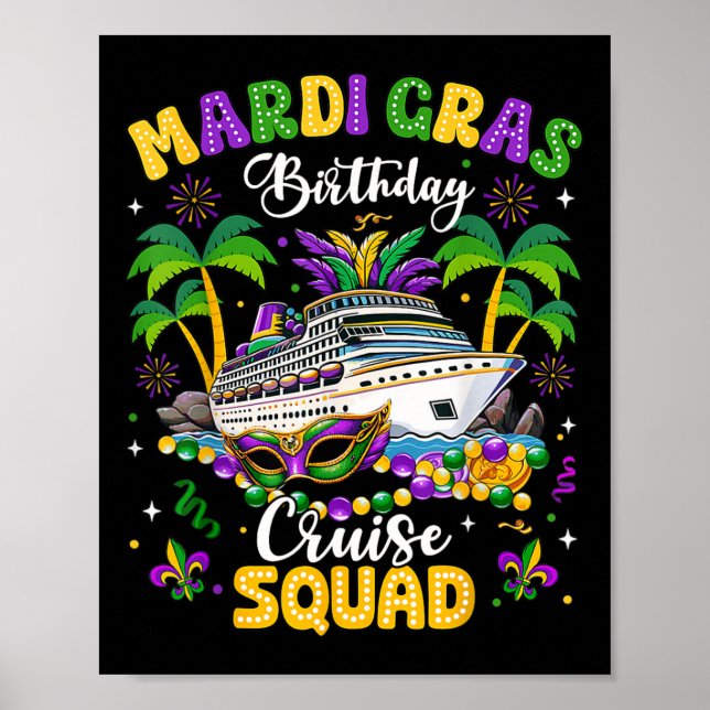 Affiche Mardi Gras Escouade d'anniversaire Mardi Gras Carn (Devant)