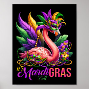 Affiche Mardi Gras Flamant rose Hawaiian Tropical Party Ho