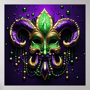 Affiche Mardi Gras Fleur De Lis Design 2024