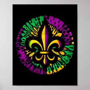 Affiche Mardi Gras Fleur De Lis Tie Dye Hommes Femmes Carn