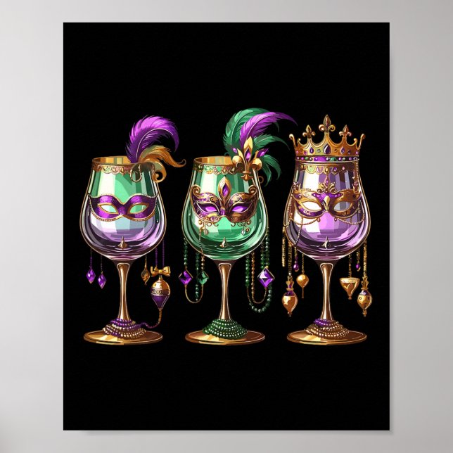 Affiche Mardi Gras Gl Du Vin Drôle Boisson Festival (Devant)