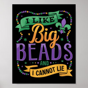 Affiche Mardi Gras J'aime Les Gros Colliers Et Je Ne Peux