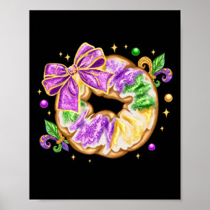 Affiche Mardi Gras King Cake Nouvelle-Orléans Fleur De Lis