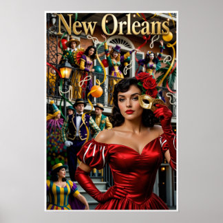 Affiche Mardi Gras La Nouvelle-Orléans.