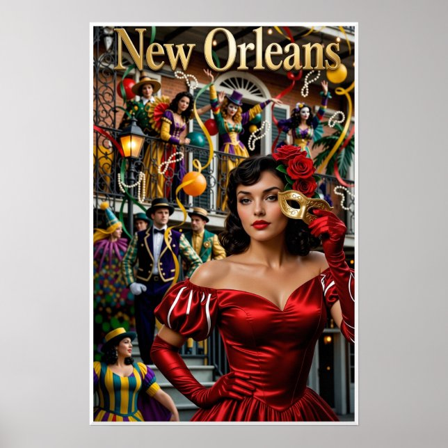 Affiche Mardi Gras La Nouvelle-Orléans. (Devant)