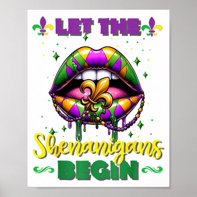 Affiche Mardi Gras Let The Shenanigans Begin Lips Kids Men (Devant)