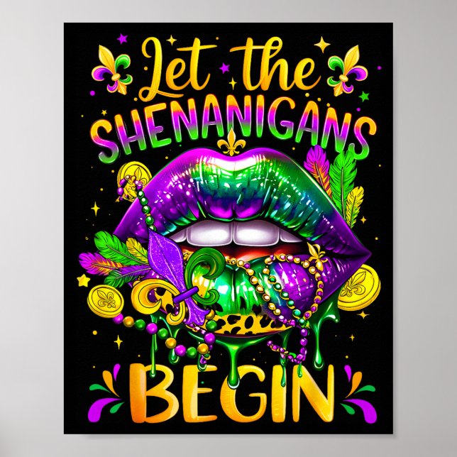Affiche Mardi Gras Let The Shenanigans Begin Lips New Orle (Devant)