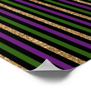 Affiche Mardi Gras Lignes Verticales Parties scintillant D