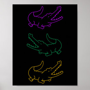 Affiche Mardi Gras mardi gras des alligators violet vert e