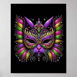 Affiche Mardi Gras Masque Chat New Orleans Femmes Enfants