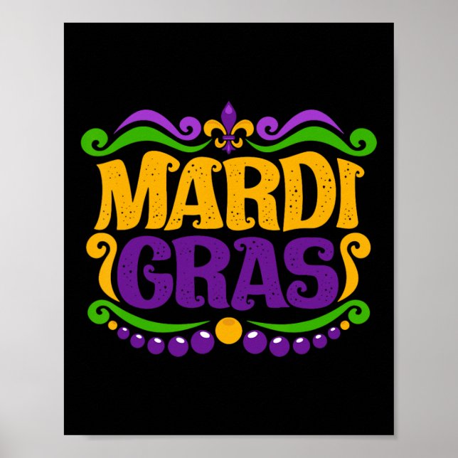 Affiche Mardi Gras Masque Costume Funny Sur Festival Mardi (Devant)