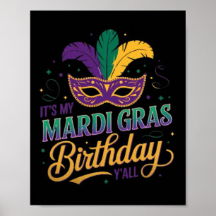 Affiche Mardi Gras Masque d'anniversaire C'est mon Mardi G