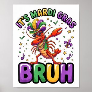 Affiche Mardi gras mec écrevisses drôle dab carnaval garço