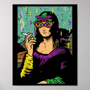 Affiche Mardi Gras Mona Lisa Fumer Weed Stoner Cadeau