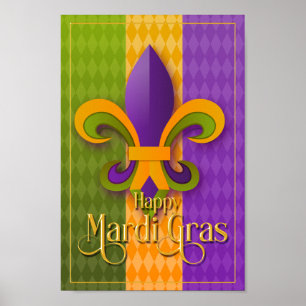 Affiche Mardi Gras Mur Art, Mardi Gras Fleur de Lis