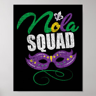 Affiche Mardi Gras Nola Squad Détresse Les Perles De La No