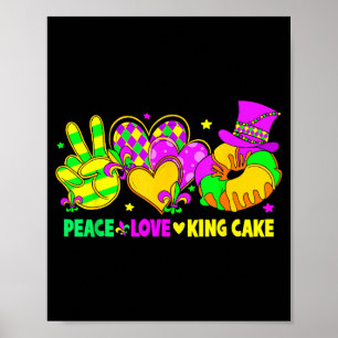 Affiche Mardi Gras Paix Amour Galette des Rois Drôle Fête 