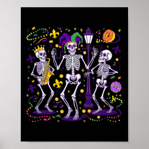Affiche Mardi Gras Party Carnaval Parade Jester Dancing Sk