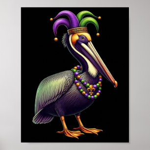 Affiche Mardi Gras Pelican Louisiana Amoureux des animaux