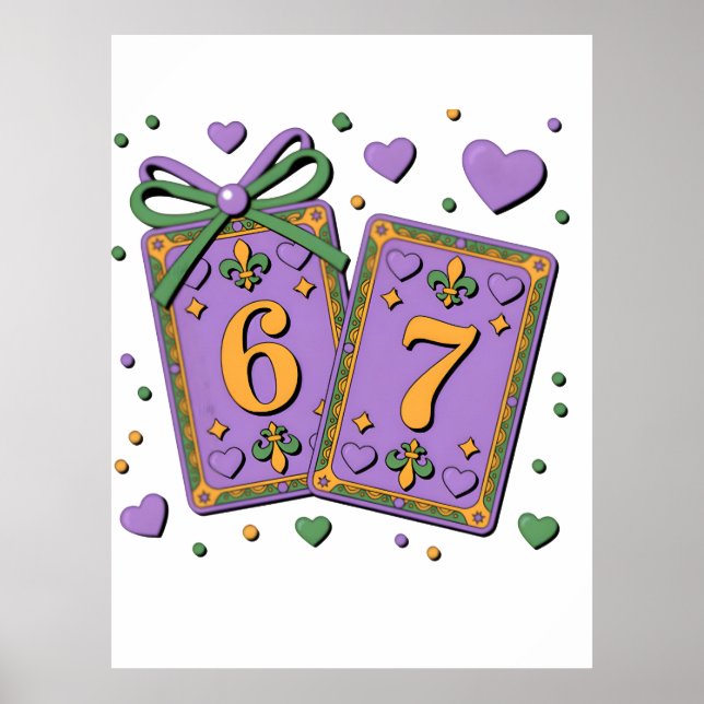 Affiche Mardi Gras Playing Cards Six Seven Deck Trucker Ha (Devant)