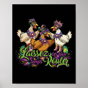 Affiche Mardi Gras Poulet Courir Poulet Chase Gras Mardi C