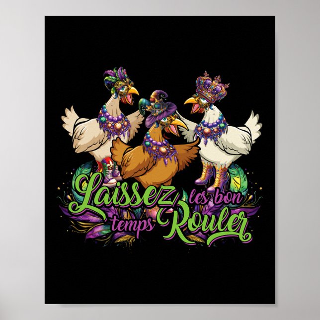 Affiche Mardi Gras Poulet Courir Poulet Chase Gras Mardi C (Devant)