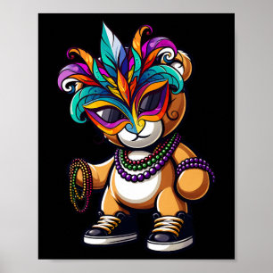 Affiche Mardi Gras pour garçons ours hip hop masculin La N