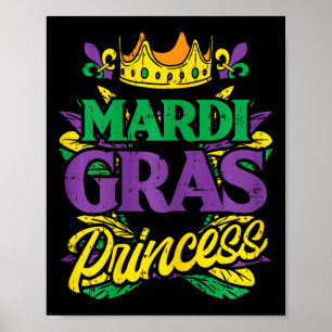 Affiche Mardi Gras Princess Funny Mardi Gras Carnaval Femm