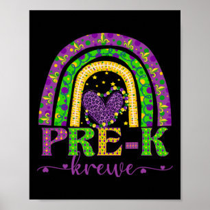 Affiche Mardi Gras Professeur Pré-k Krewe Rainbow Leopard 