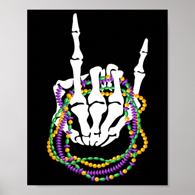 Affiche Mardi Gras Rocker Skeleton Rock Housse Musique L (Devant)