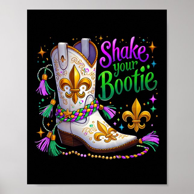 Affiche Mardi Gras Shake Your Bootie Beth Boot Carnival Pa (Devant)