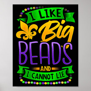 Affiche Mardi Gras Shirt J'Aime Les Grandes Perles Et Je N