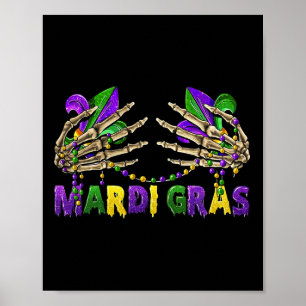 Affiche Mardi Gras Skeleton Mains