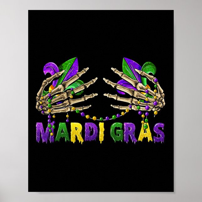 Affiche Mardi Gras Skeleton Mains (Devant)