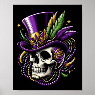 Affiche Mardi Gras Skull sorcier Docteur New Orleans Homme