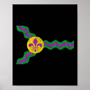 Affiche Mardi Gras St Louis Drapeau Soulard en état de dét
