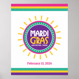 Affiche Mardi Gras Sun, Galveston, Texas