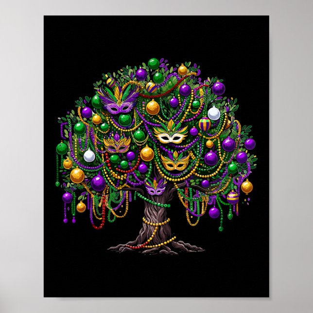Affiche Mardi Gras Tree Beads New Orleans 2025 Festival Be (Devant)