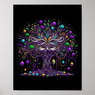 Affiche Mardi Gras Tree Beads New Orleans 2025 Festival Be