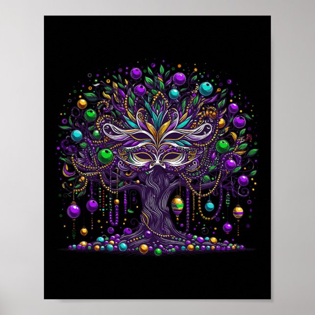 Affiche Mardi Gras Tree Beads New Orleans 2025 Festival Be (Devant)