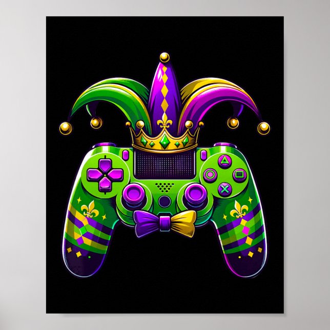 Affiche Mardi Gras Video Game Controller Jester Hat Boy Ki (Devant)