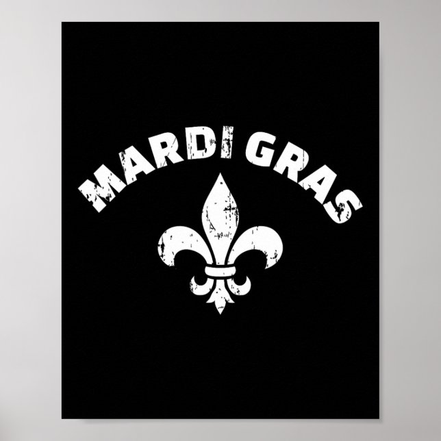 Affiche Mardi Gras Vintage Fleur De Lis (Devant)